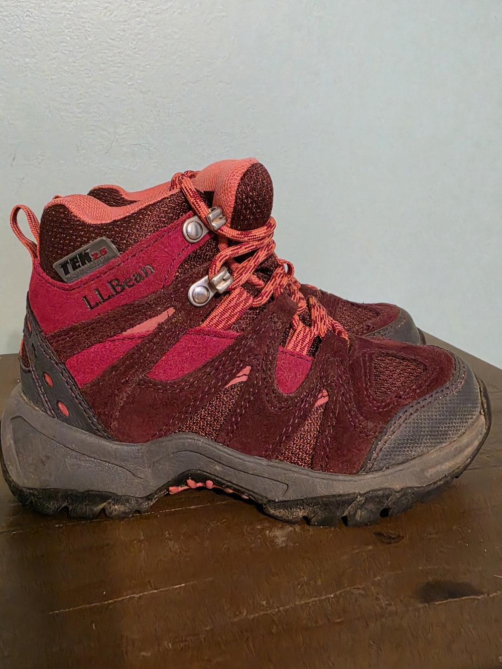 L.L. Bean Kids' Burgundy and Pink Trail Boots